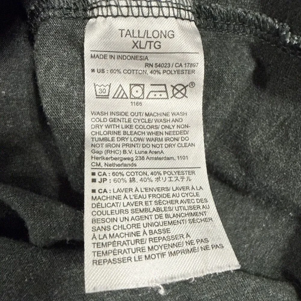 Banana Republic Shirt Men's Charcoal Gray Premium Wash Tee 2XLT Cotton Blend